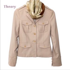 Theory wool blend crop jacket  light cream size 2